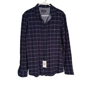 Navy Checkered Casual Button Down Shirt
